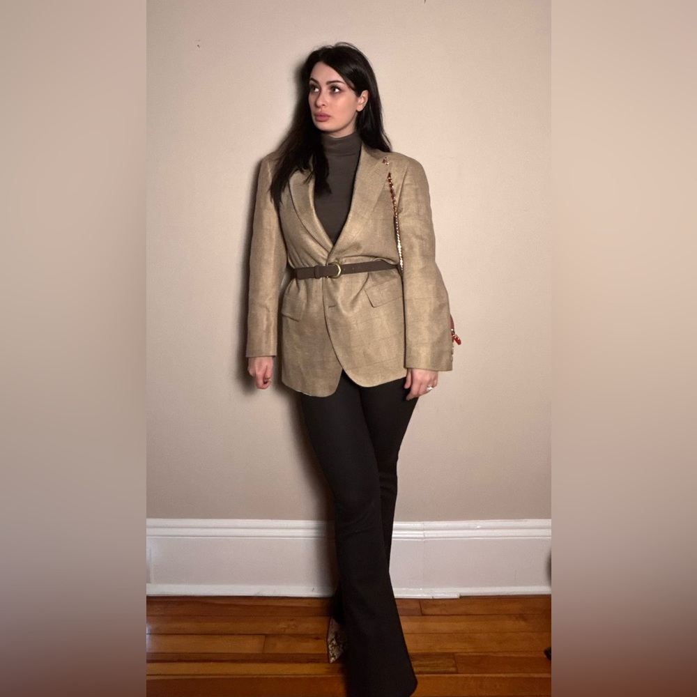 Vintage Polo University Club Ralph Lauren Wool Blazer Made USA Herringbone 46R - Picture 12 of 12